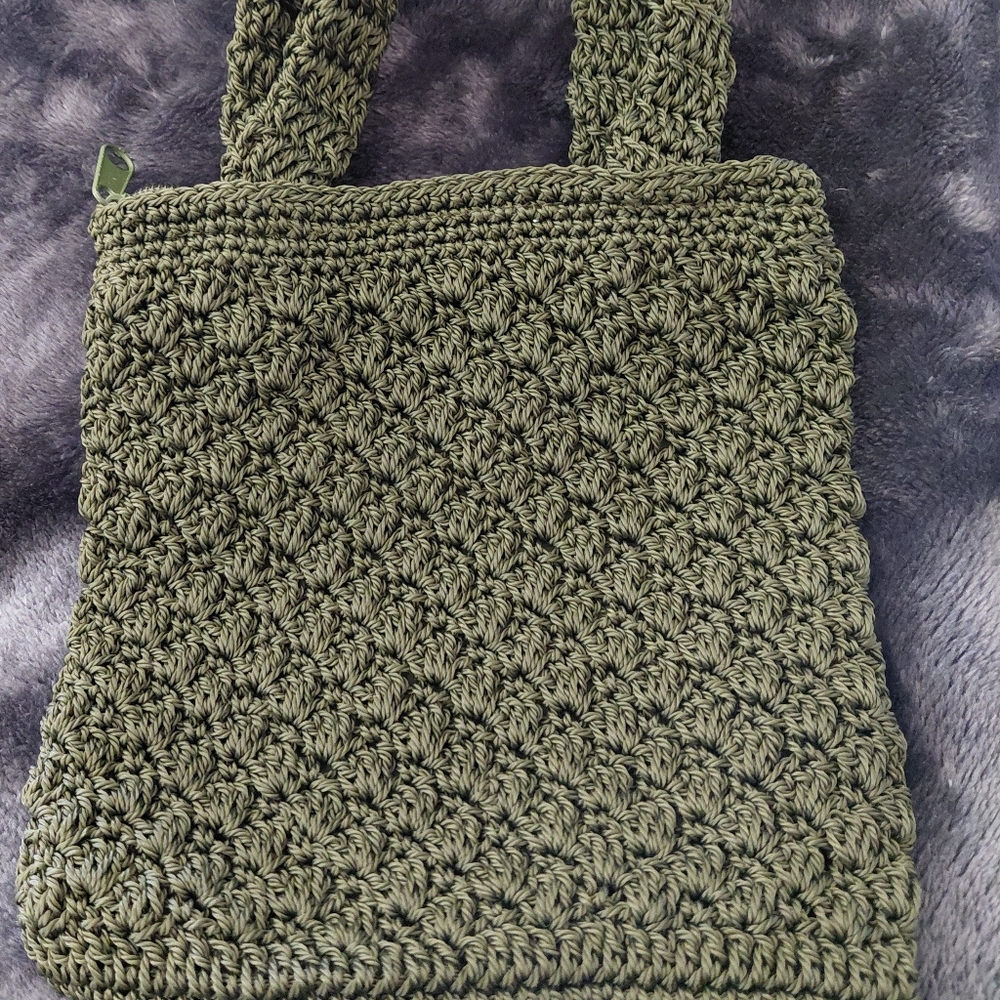 Handcrafted Olive Green Crochet Tote Bag
